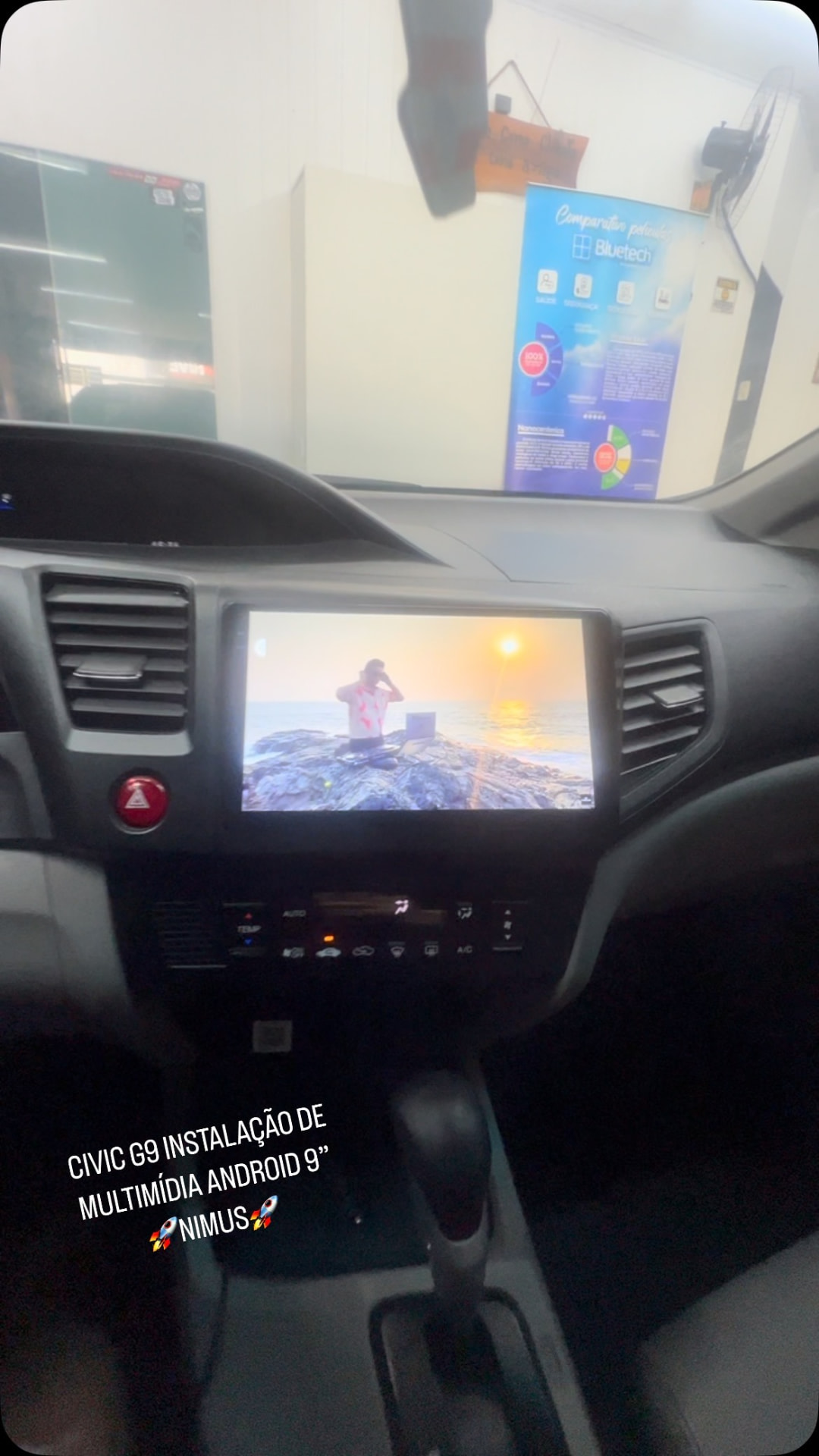 Honda Civic G9 com multimídia Android de 9 polegadas instalada