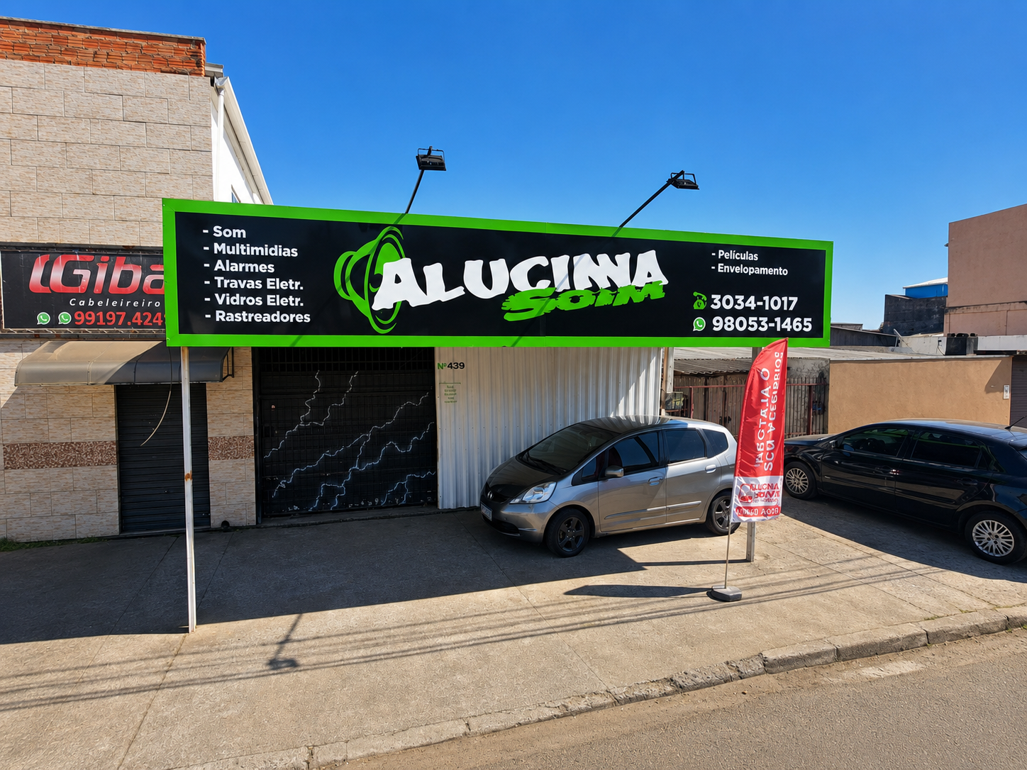 Fachada da loja Alucina Som em Sapucaia do Sul